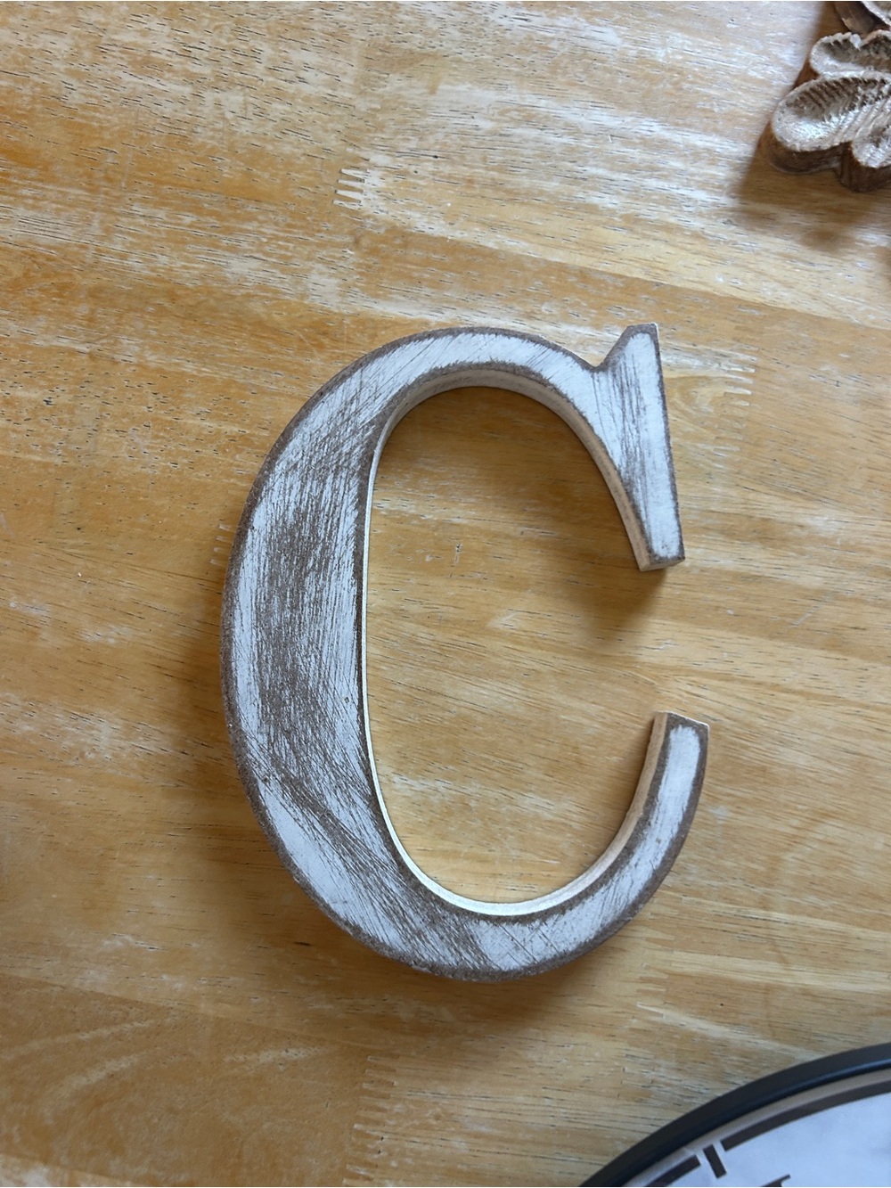 Decorative Wooden Letter C in White Rustic Finish - Home Wall Decor